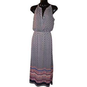 Dress size SP BLUE white print pattern sleeveless OLD NAVY maxi summer office